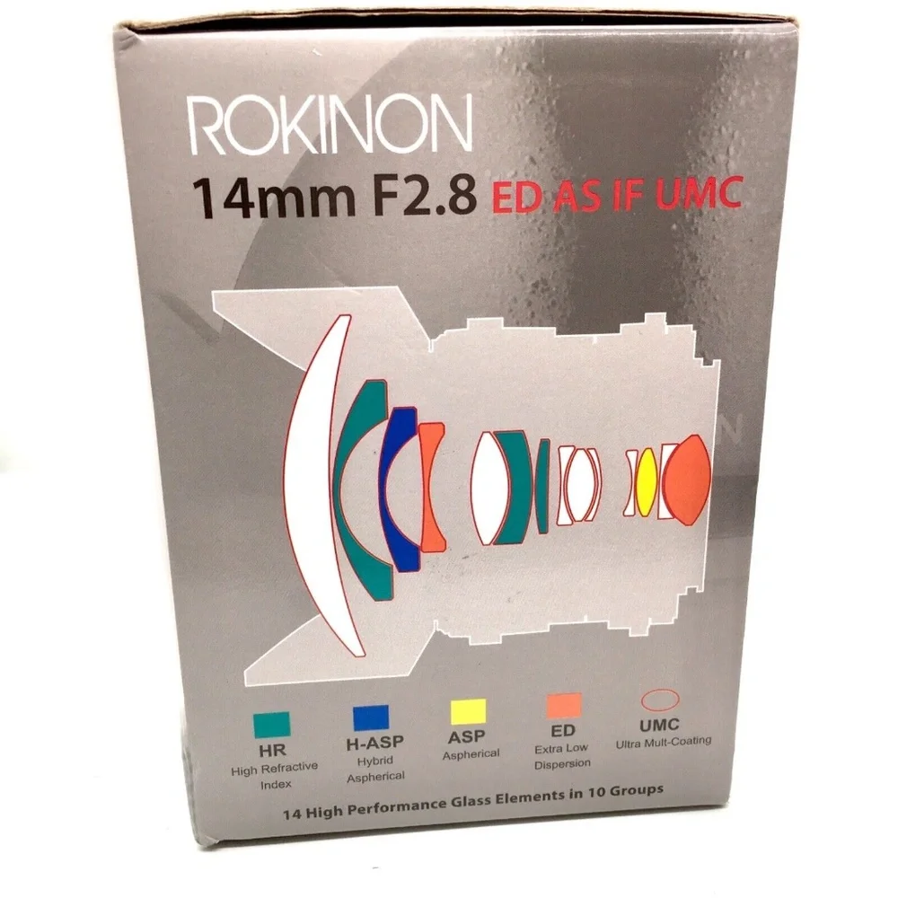 Rokinon 14mm F2.8 ED AS IF UMC Manual Focus Lens + AE Chip for Canon AE Camera